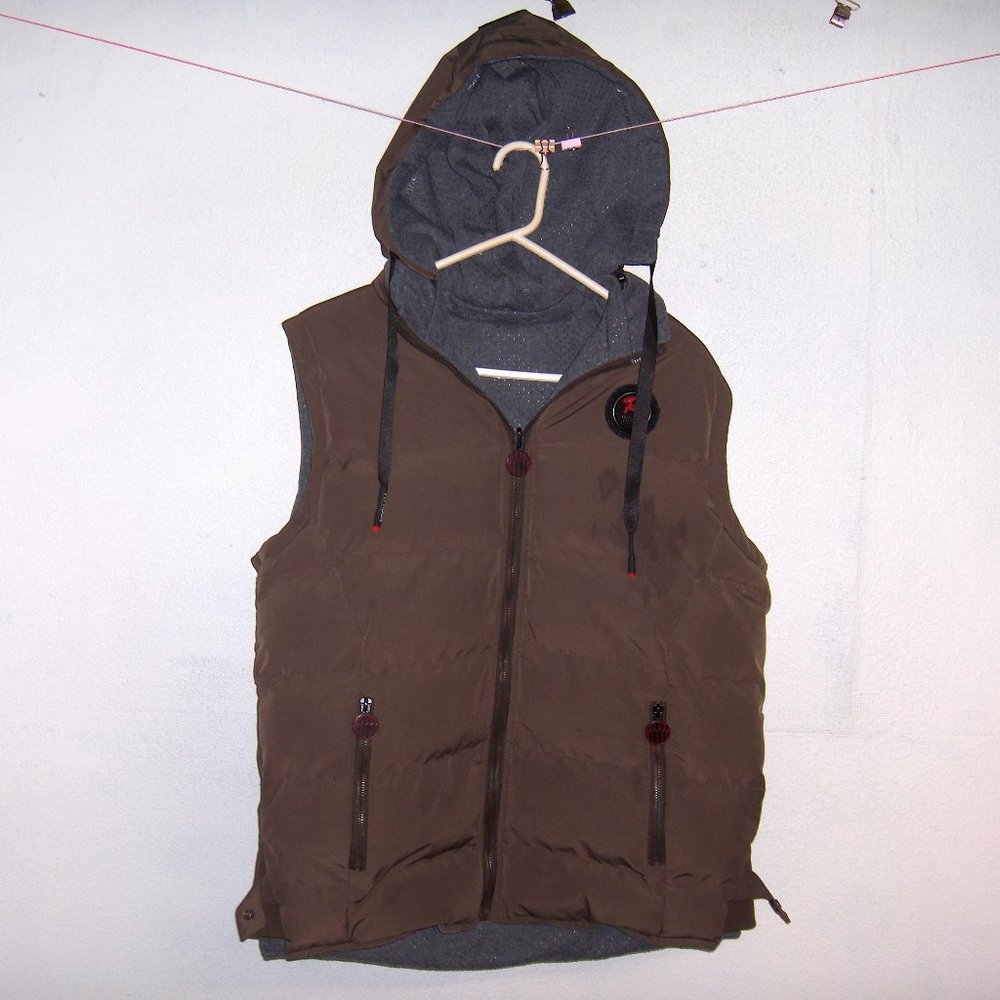 Vest with hood, Measures 44" Chest